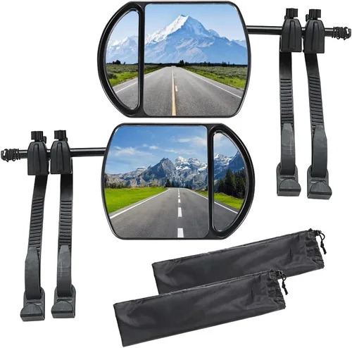 Vista 7 de Espejos universales de remolque con clip, espejos extendidos para remolque, rotación de 360 grados, espejo de remolque ajustable, negro, 2 piezas