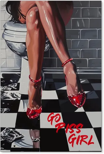 Vista 10 de WBSTGUE Arte retro divertido para pared de baño, letrero de reglas de baño, póster minimalista en blanco y negro, impresiones en lienzo