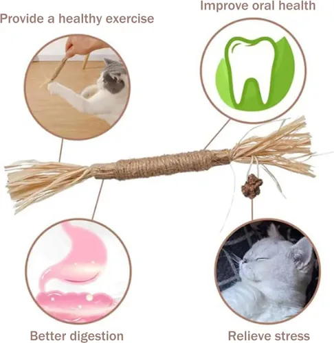 Vista 2 de Natural Silvervine Dental Sticks, Silvervine Sticks for Cats, Cat Chew Toy, Interactive Kitten Chew Playthings for Entertain Teeth Cleaning Dental