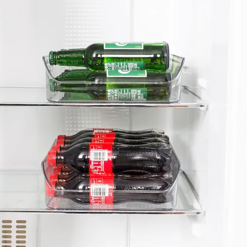 Vista 6 de Ettori Organizador de botellas de agua, paquete de 2 cubos organizadores de refrigerador y contenedores de almacenamiento transparentes