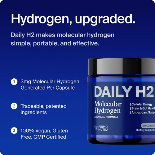 Vista 7 de Alternativa de tabletas de agua de hidrógeno Cápsulas de hidrógeno molecular DailyH2 3 mg H2 para energía celular, enfoque y recuperación