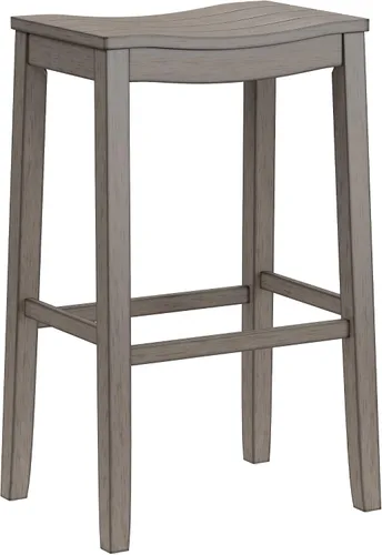 Vista 17 de Hillsdale Fiddler Taburete de altura de mostrador de madera sin respaldo con asiento estilo silla de montar, gris envejecido gris (Aged Gray)