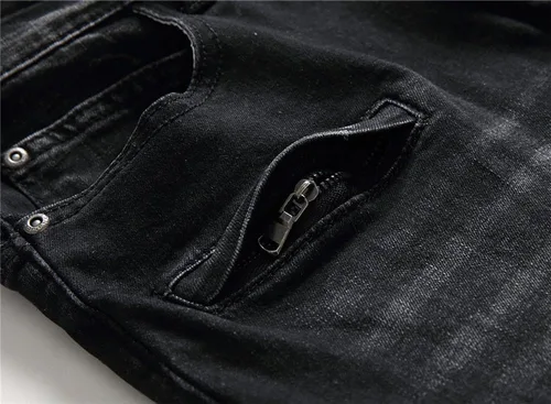 Vista 6 de AITITIA Jeans de corte recto lavado con cremallera para hombre