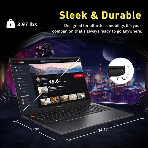 Vista 8 de ASUS VivoBook S15 - Laptop FHD Slim de 15.6 pulgadas, AMD Ryzen 5 5600H, 8 GB de RAM, 672 GB de almacenamiento