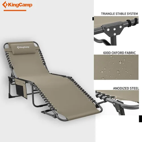 Vista 4 de KingCamp Folding Outdoor Chaise Lounge