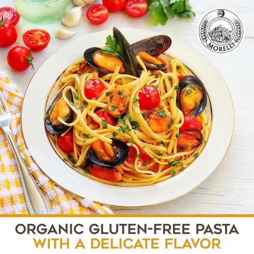 Vista 3 de Morelli Pasta Linguine orgánica sin gluten, pasta sin trigo hecha con maíz, fideos de maíz veganos, pasta sin gluten, pasta orgánica importada