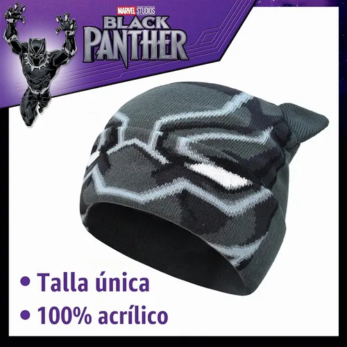 Vista 4 de Marvel Black Panther - Gorro de punto, negro, talla única