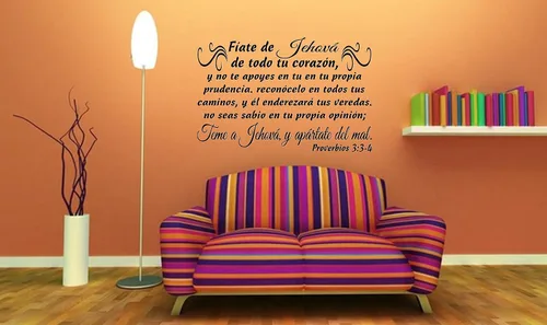 Vista 4 de byyoursidedecal Adhesivos de pared españoles Trust decorativo para pared Jehová, y apártate del mal Proverbios 3:3-4 Despegar y pegar Mensajes