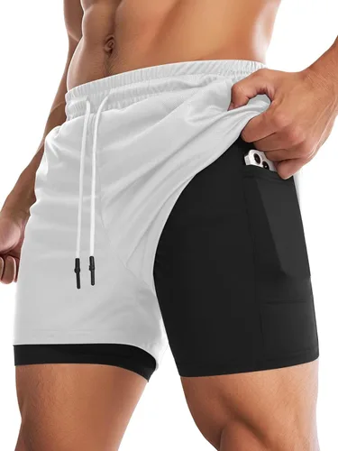 Vista 44 de Aolesy Pantalones cortos de gimnasio para hombre con forro de 5, 7, 9 pulgadas, ligeros, pantalones cortos de malla para entrenamiento, atléticos