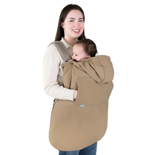 Vista 11 de JAN & JUL Funda impermeable para bebé con capucha y bolsillos, universal para portabebés y cochecitos (Negro)
