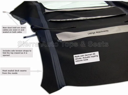 Vista 2 de Sierra Auto Tops Convertible Top Reemplazo para Porsche 996 Carrera 1999-2001, Stayfast Canvas, Negro