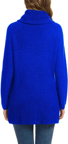 Vista 4 de GRECERELLE - Suéter de color sólido, sin botones funcionales, grueso, con botones decorativos para mujer, suéter de punto con cuello alto