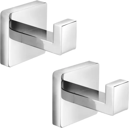 Vista 10 de Ganchos para Toallas de Acero Inoxidable de Servicio Pesado, Ganchos Cuadrados para Bata Montados en la Pared para Baño, Cocina, Dormitorio, Hotel