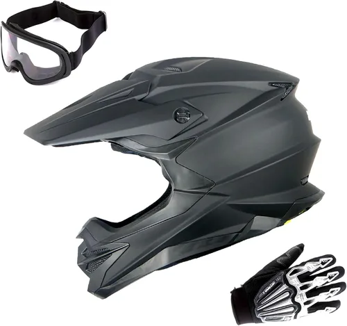 Vista 14 de 1Storm - Casco de motocross para adultos, bicicleta de montaña de descenso, BMX, MX, ATV, motocicleta todoterreno, estilo Storm HF803; negro mate
