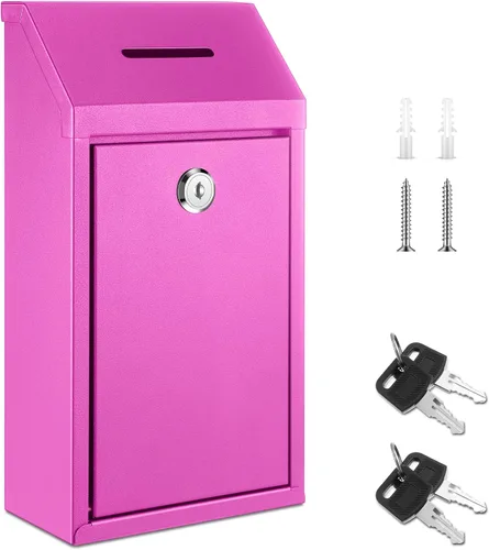 Vista 33 de Yaocom Caja de Recolectión de Donaciones de Efectivo de Metal Caja de Sugerencias Segura con Cerradura Montada en la Pared Buzón de Entrega