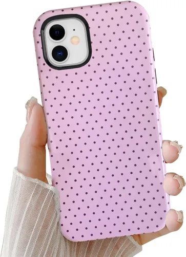 Vista 7 de Compatible con iPhone SE/8/7 Funda Linda para Celular, Diseño de Patrón Estético de Puntos, Funda Protectora Antiarañazos de 2 Capas Híbridas a Azul