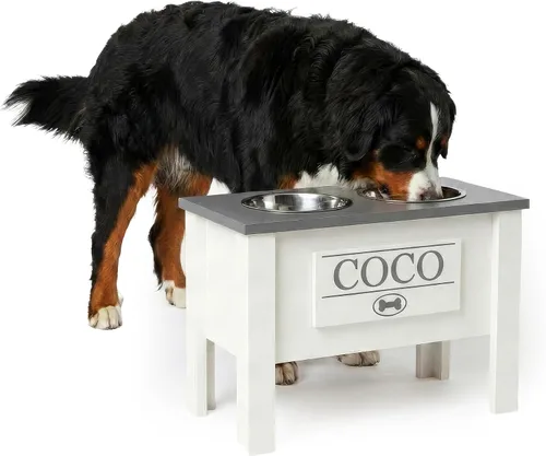 Vista 15 de GTW Soporte de Cuenco Elevado Personalizado para Perros Grandes, Medianos, Pequeños y Extra Pequeños - Cuencos de Acero Inoxidable para Comida