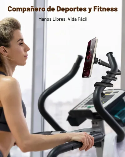 Vista 2 de A2C Soporte de teléfono flexible de cuello de cisne para iPhone Magsafe, soporte magnético para teléfono de gimnasio de brazo largo para cinta