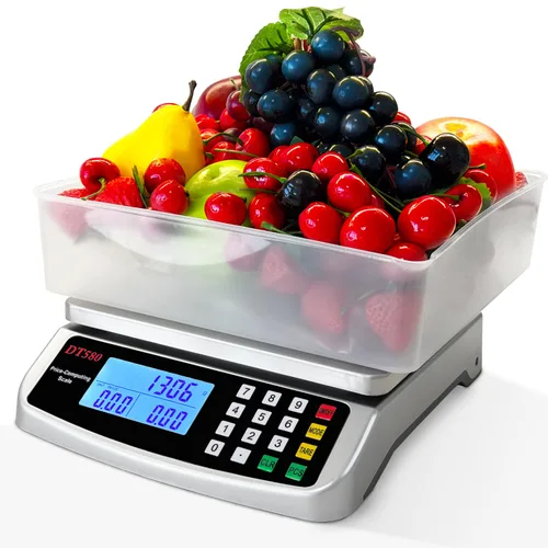 Vista 10 de Gran báscula digital de cocina 40kg/88lb de acero inoxidable, báscula de precios y conteo, báscula para delicatessen con pantalla LCD para hornear