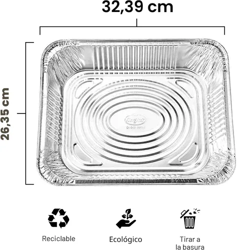 Vista 2 de Sartenes de aluminio de tamaño medio, 9 x 13, bandejas de papel de aluminio desechables extra resistentes para hornear (paquete de 10) asar y rozar