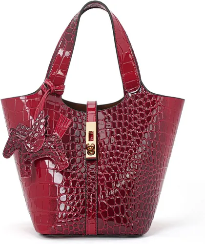 Vista 9 de Bolso de mano para mujer, de piel vegana, bolso de mano con asa superior, bolso de hombro con bolso pequeño desmontable
