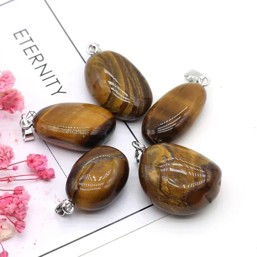 Vista 8 de QSLLER 20 piezas Colgantes de Piedras de Cristales Naturales Amatista Cuarzo Rosa Gemas Pulidas Lisas Dijes para Hacer Joyas DIY Collares Aretes