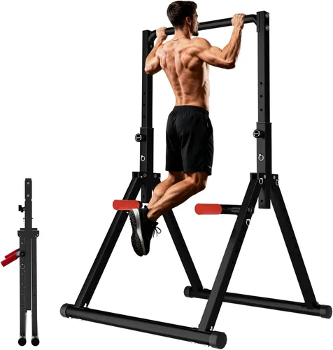 Vista 8 de DOBESTS Power Tower Pull Up Bar Free Standing, Foldable Pull Up Station