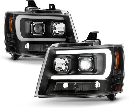 Vista 3 de AKKON - Faros delanteros para proyector Chevy Suburban Avalanche Tahoe 2007-2014 C-Shape LED DRL Light Bar Black Housing Clear Lens Driver And