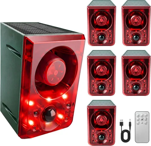 Vista 10 de ChunHee Sensor de movimiento al aire libre solar alarma perro ladrando Rojo-1paquete