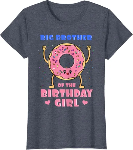 Vista 64 de Big Brother Of The Birthday Girl Donut Bday Party Bro Sib Camiseta, Negro, S