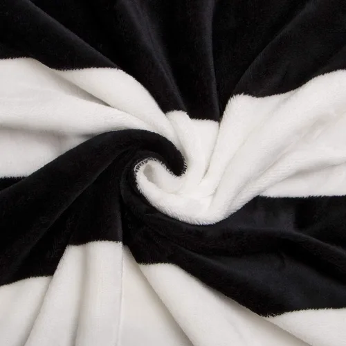 Vista 2 de NTBAY Manta Decorativa de Franela, Súper Suave con Rayas Negras y Blancas (51"x68")