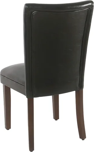 Vista 5 de HomePop Parsons - Juego de 2 sillas de comedor tapizadas, piel sintética negra Negro