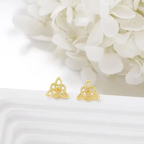 Vista 5 de Aretes de libélula celta de 14 quilates para mujer, aretes de tuerca de animales lindos para Navidad, San Valentín, Día de la Madre, regalos