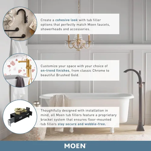 Vista 4 de Moen 9025ORB Belfield - Llenador de bañera independiente con una manija y ducha de mano, bronce aceitado Oil Rubbed Bronze