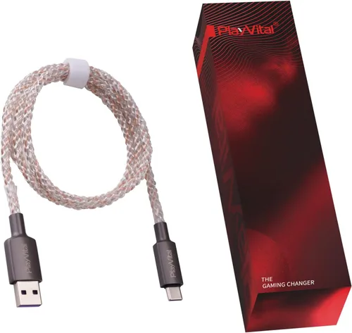 Vista 9 de PlayVital Cable de carga iluminado de 3.28 pies para controlador PS5, cable de carga USB tipo C para Gamepad, cable de datos universal con luz LED