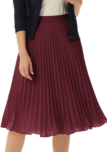 Vista 163 de GRACE KARIN - Falda plisada de gasa para mujer, con cintura alta y elástica, vuelo, corte acampanado y longitud por debajo de la rodilla