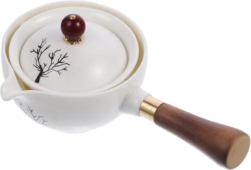 Vista 5 de Tetera de cerámica con mango lateral con aislamiento de hojas sueltas, tetera turca de cerámica de hojas sueltas, hervidor de té de cerámica