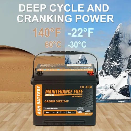 Vista 4 de Autocessking Batería automotriz AGM de arranque y parada de tamaño grupal 24F, batería recargable de coche 12V 70Ah, 710 CCA, 120 RC