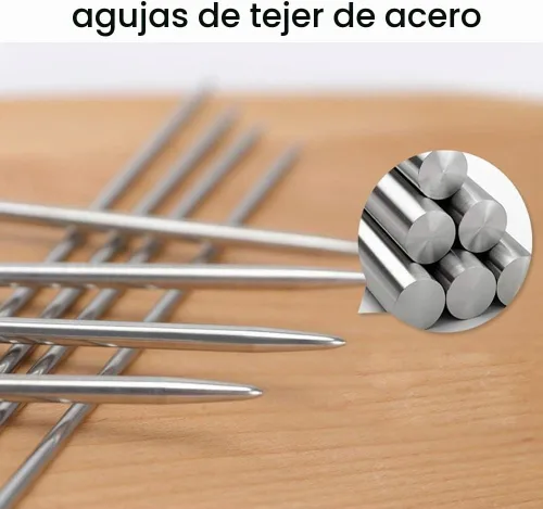 Vista 3 de Mdoker Juego de agujas de tejer de aluminio con estuche, 22 agujas de tejer rectas de un solo punto, agujas de suéter de 13.5 pulgadas de longitud