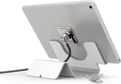 Vista 2 de Maclocks CL12UTHWB Soporte universal de seguridad para tableta con bloqueo de cable de seguridad y placa (blanco)