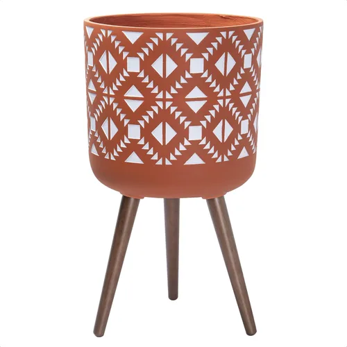 Vista 19 de D'vine Dev Maceta de 12 pulgadas con soporte, maceta alta de mediados de siglo con patas para plantas de interior, bronce/negro, 88-G-C-6