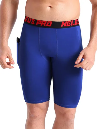Vista 4 de NELEUS Paquete de 3 pantalones cortos de compresión para correr con bolsillos para hombre