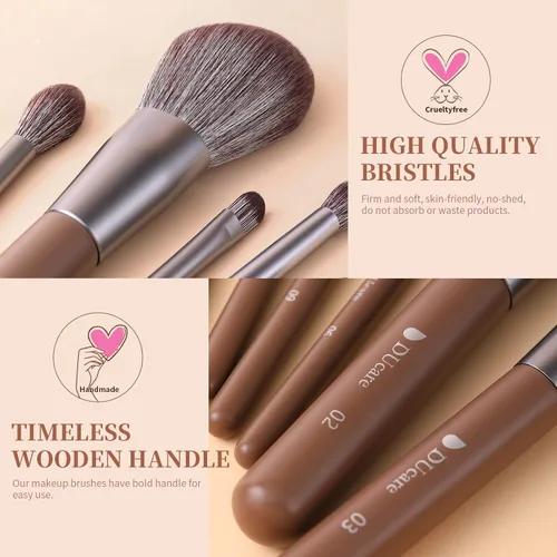 Vista 5 de DUcare Pinceles de maquillaje profesional con bolsa+espejo de tocador plegable con soporte