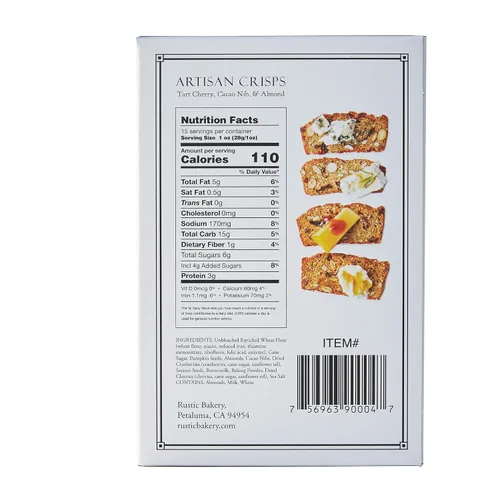 Vista 3 de Rustic Bakery Sel Gris Flatbread + Artisan Crisp Paquete de 2 – Pan plano Sel Gris + galletas artesanales de cereza, punta de cacao y almendras