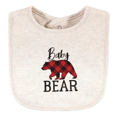 Vista 5 de Hudson Baby Conjunto de babero y calcetines unisex de algodón para bebé, Tamaño único Oso bebé a cuadros