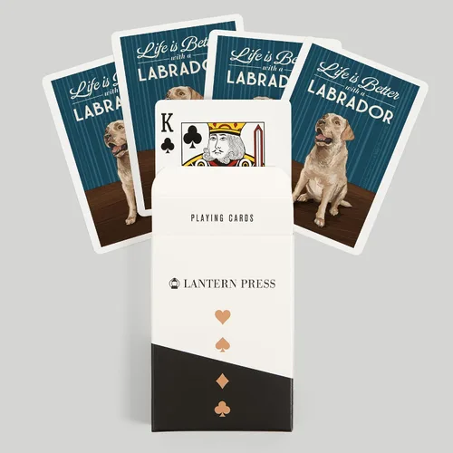 Vista 6 de Lantern Press Yellow Lab, Life is Better (52 cartas de juego, baraja de cartas de tamaño póquer con comodines)
