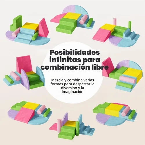 Vista 6 de Teckid Juguetes de escalada para niños pequeños, juego de 8 piezas de bloques de espuma suave para interiores, gateo seguro, escalada