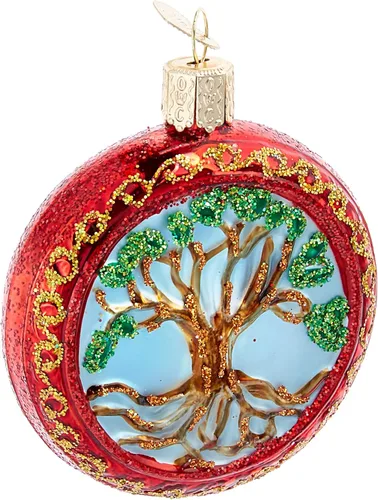 Vista 6 de Old World Christmas Adorno soplado de cristal de pino ponderosa azul para árbol de Navidad, decoración navideña artesanal, colección Nature