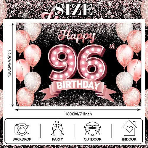 Vista 91 de Cartel de feliz cumpleaños décimo oro rosa, telón de fondo, saludos a 10 años, globos de confeti, decoración temática para niñas de 10 años