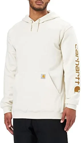 Vista 18 de Carhartt Sudadera de ajuste holgado para hombre con logotipo en la manga, de peso medio, gráfica, liquidación Terreno ámbar